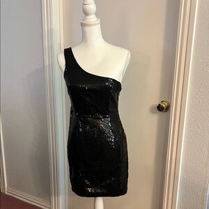 Forever 21 Black Sequin One-Shoulder Dress